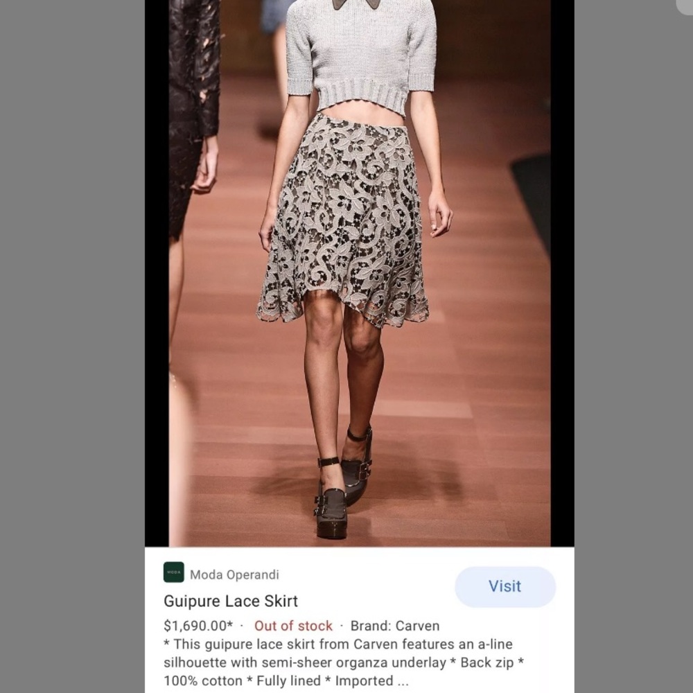 CARVEN GUIPURE LACE SKIRT $1690  SIZE 42 PERFECTO! - Picture 6 of 6